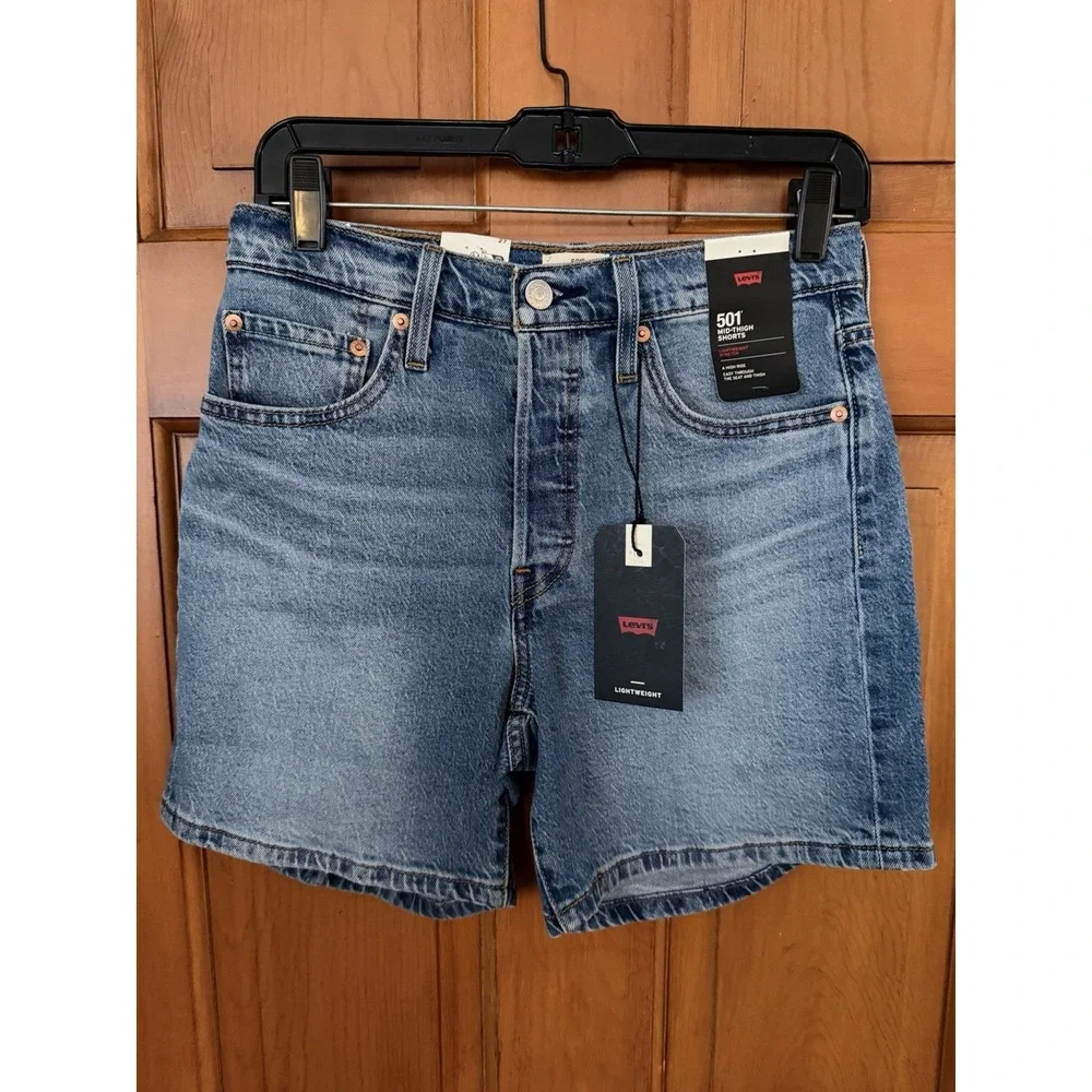 Women's Levi's 501 Mid-Thigh Denim Shorts High-Rise Size 27 NWT